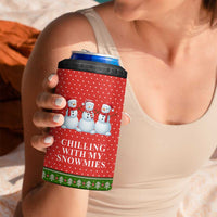 Chilling With My Snowmies Christmas 4 in 1 Can Cooler Tumbler Xmas Holiday Patterns - Wonder Print Shop