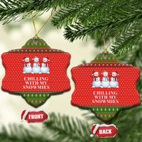 Chilling With My Snowmies Christmas Ceramic Ornament Xmas Holiday Patterns - Wonder Print Shop