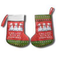 Chilling With My Snowmies Christmas Stocking Xmas Holiday Patterns - Wonder Print Shop