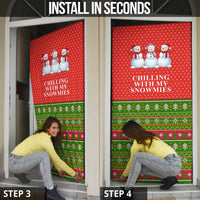Chilling With My Snowmies Christmas Door Cover Xmas Holiday Patterns - Wonder Print Shop