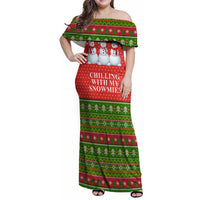 Chilling With My Snowmies Christmas Family Matching Off Shoulder Maxi Dress and Hawaiian Shirt Xmas Holiday Patterns - undefined