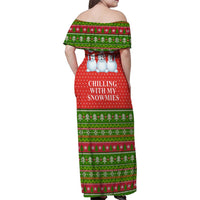 Chilling With My Snowmies Christmas Family Matching Off Shoulder Maxi Dress and Hawaiian Shirt Xmas Holiday Patterns - undefined
