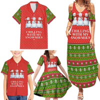 Chilling With My Snowmies Christmas Family Matching Summer Maxi Dress and Hawaiian Shirt Xmas Holiday Patterns - Wonder Print Shop