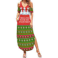 Chilling With My Snowmies Christmas Family Matching Summer Maxi Dress and Hawaiian Shirt Xmas Holiday Patterns - Wonder Print Shop