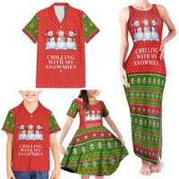 Chilling With My Snowmies Christmas Family Matching Tank Maxi Dress and Hawaiian Shirt Xmas Holiday Patterns - Wonder Print Shop
