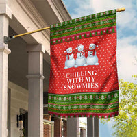 Chilling With My Snowmies Christmas Garden Flag Xmas Holiday Patterns - Wonder Print Shop