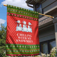 Chilling With My Snowmies Christmas Garden Flag Xmas Holiday Patterns - Wonder Print Shop