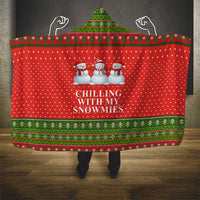 Chilling With My Snowmies Christmas Hooded Blanket Xmas Holiday Patterns - Wonder Print Shop