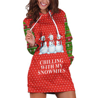 Chilling With My Snowmies Christmas Hoodie Dress Xmas Holiday Patterns - Wonder Print Shop