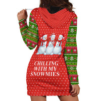 Chilling With My Snowmies Christmas Hoodie Dress Xmas Holiday Patterns - Wonder Print Shop