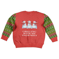 Chilling With My Snowmies Christmas Kid Ugly Christmas Sweater Xmas Holiday Patterns - Wonder Print Shop