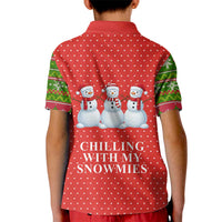 Chilling With My Snowmies Christmas Kid Polo Shirt Xmas Holiday Patterns - Wonder Print Shop