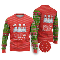 Chilling With My Snowmies Christmas Ugly Christmas Sweater Xmas Holiday Patterns - Wonder Print Shop