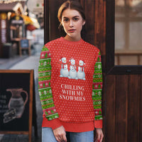 Chilling With My Snowmies Christmas Ugly Christmas Sweater Xmas Holiday Patterns - Wonder Print Shop