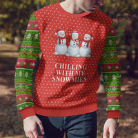 Chilling With My Snowmies Christmas Ugly Christmas Sweater Xmas Holiday Patterns - Wonder Print Shop