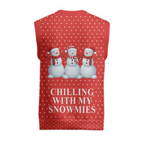 Chilling With My Snowmies Christmas Knitted V-Neck Vest Xmas Holiday Patterns - Wonder Print Shop