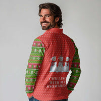 Chilling With My Snowmies Christmas Long Sleeve Polo Shirt Xmas Holiday Patterns - Wonder Print Shop