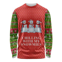 Chilling With My Snowmies Christmas Long Sleeve Shirt Xmas Holiday Patterns - Wonder Print Shop