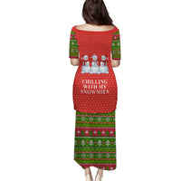 Chilling With My Snowmies Christmas Puletasi Xmas Holiday Patterns - Wonder Print Shop