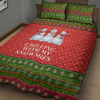 Chilling With My Snowmies Christmas Quilt Bed Set Xmas Holiday Patterns - Wonder Print Shop