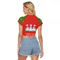 Chilling With My Snowmies Christmas Raglan Cropped T Shirt Xmas Holiday Patterns - Wonder Print Shop