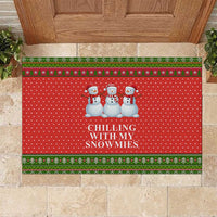Chilling With My Snowmies Christmas Rubber Doormat Xmas Holiday Patterns - Wonder Print Shop