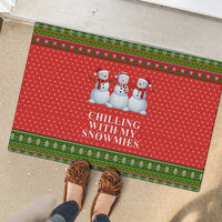 Chilling With My Snowmies Christmas Rubber Doormat Xmas Holiday Patterns - Wonder Print Shop