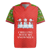 Chilling With My Snowmies Christmas Rugby Jersey Xmas Holiday Patterns - Wonder Print Shop