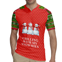 Chilling With My Snowmies Christmas Rugby Jersey Xmas Holiday Patterns - Wonder Print Shop