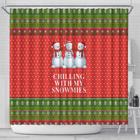 Chilling With My Snowmies Christmas Shower Curtain Xmas Holiday Patterns - Wonder Print Shop