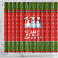 Chilling With My Snowmies Christmas Shower Curtain Xmas Holiday Patterns - Wonder Print Shop