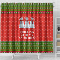 Chilling With My Snowmies Christmas Shower Curtain Xmas Holiday Patterns - Wonder Print Shop