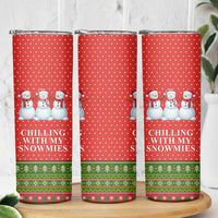 Chilling With My Snowmies Christmas Skinny Tumbler Xmas Holiday Patterns - Wonder Print Shop