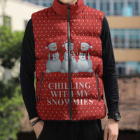 Chilling With My Snowmies Christmas Sleeveless Puffer Jacket Xmas Holiday Patterns - Wonder Print Shop