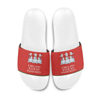 Chilling With My Snowmies Christmas Slide Sandals Xmas Holiday Patterns - Wonder Print Shop