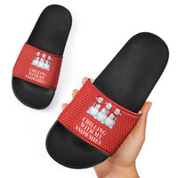 Chilling With My Snowmies Christmas Slide Sandals Xmas Holiday Patterns - Wonder Print Shop