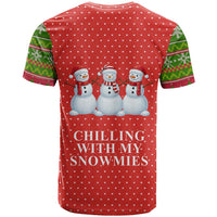 Chilling With My Snowmies Christmas T Shirt Xmas Holiday Patterns - Wonder Print Shop