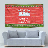Chilling With My Snowmies Christmas Tapestry Xmas Holiday Patterns - Wonder Print Shop