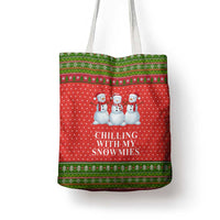 Chilling With My Snowmies Christmas Tote Bag Xmas Holiday Patterns - Wonder Print Shop