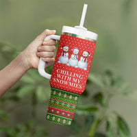 Chilling With My Snowmies Christmas Tumbler With Handle Xmas Holiday Patterns - Wonder Print Shop