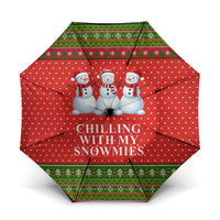 Chilling With My Snowmies Christmas Umbrella Xmas Holiday Patterns - Wonder Print Shop