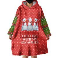 Chilling With My Snowmies Christmas Wearable Blanket Hoodie Xmas Holiday Patterns - Wonder Print Shop