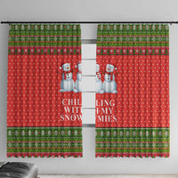 Chilling With My Snowmies Christmas Window Curtain Xmas Holiday Patterns - Wonder Print Shop