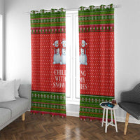 Chilling With My Snowmies Christmas Window Curtain Xmas Holiday Patterns - Wonder Print Shop