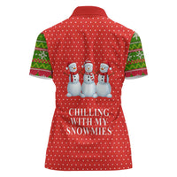 Chilling With My Snowmies Christmas Women Polo Shirt Xmas Holiday Patterns - Wonder Print Shop