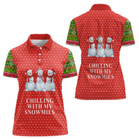 Chilling With My Snowmies Christmas Women Polo Shirt Xmas Holiday Patterns - Wonder Print Shop