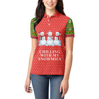 Chilling With My Snowmies Christmas Women Polo Shirt Xmas Holiday Patterns - Wonder Print Shop