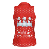 Chilling With My Snowmies Christmas Women Sleeveless Polo Shirt Xmas Holiday Patterns - Wonder Print Shop