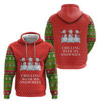 Chilling With My Snowmies Christmas Zip Hoodie Xmas Holiday Patterns - Wonder Print Shop