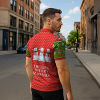 Chilling With My Snowmies Christmas Zipper Polo Shirt Xmas Holiday Patterns - Wonder Print Shop